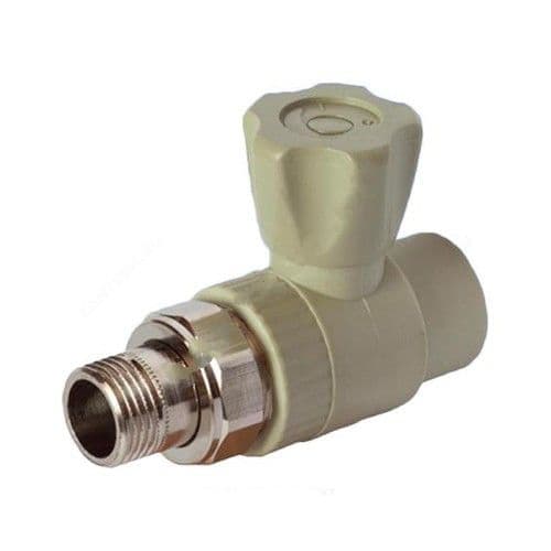 Клапан (вентиль) PP-R запорный серый наружн. резьба Дн 25х3/4" Ру25 прямой для радиатора РосТурПласт Россия