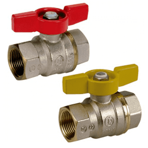 Кран шаровой латунный никелирован газ R951 Ду 10 G3/8" Ру12 ВР полнопроходной бабочка желтый Giacomini R951X002